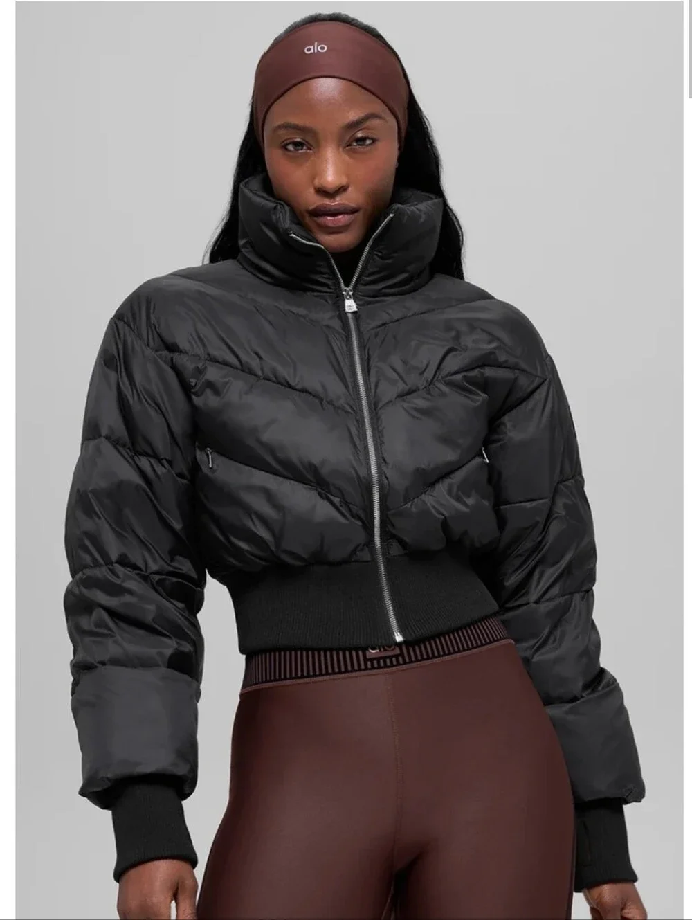 Alo Yoga Cropped Atmosphere Puffer Black New With Tags Athleisure Comfy